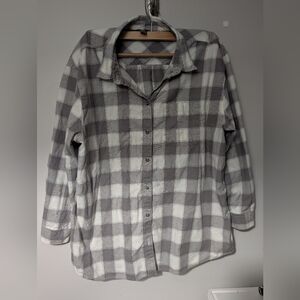 Eddie Bauer Gray and White Plaid Button Down Shirt